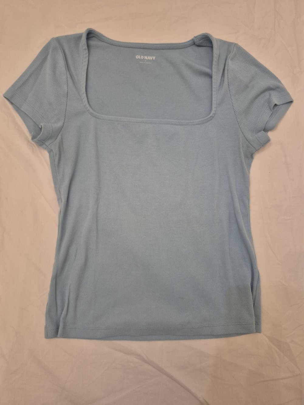 Old Navy Light Blue Short Sleeve Square Neck Ribbed Tee